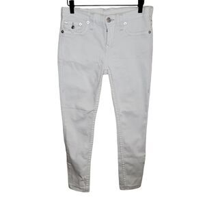 True Religion white flap pocket denim jean legging size 28